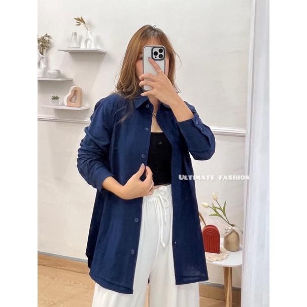 Atasan Kemeja Linen Wanita Oversize Bella Premium 227