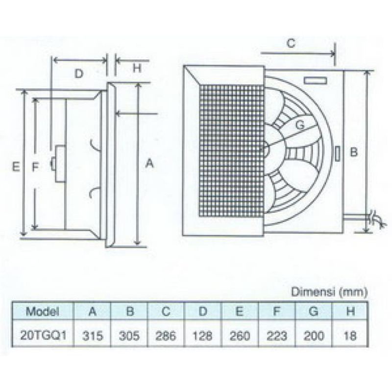 KDK Exhaust Fan Ceiling/Blower Plafon 20TGQ2 8 Inch