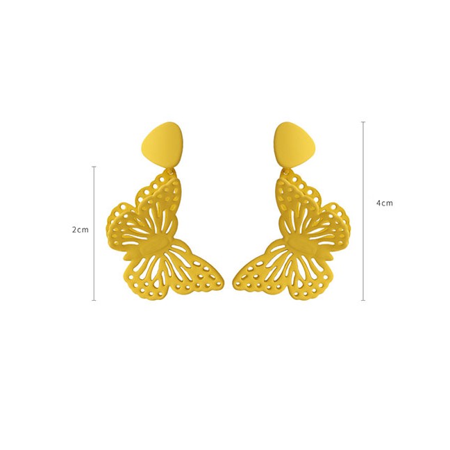 LRC Anting Tusuk Fashion Dark Powder Three-dimensional Double-painted Butterfly K3319X