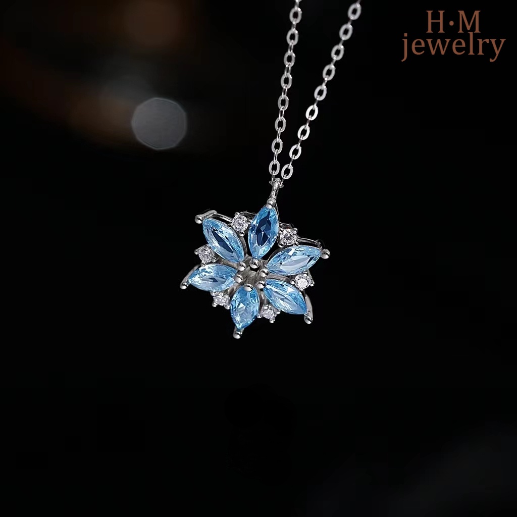 Kalung Rantai Liontin Snowflake Hias Kristal Imitasi Simple Mewah Untuk Wanita / Hadiah Ulang Tahun