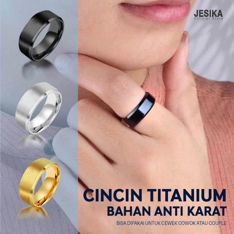 Cincin Polos Titanium Warna Emas Silver Hitam Pria Dan Wanita