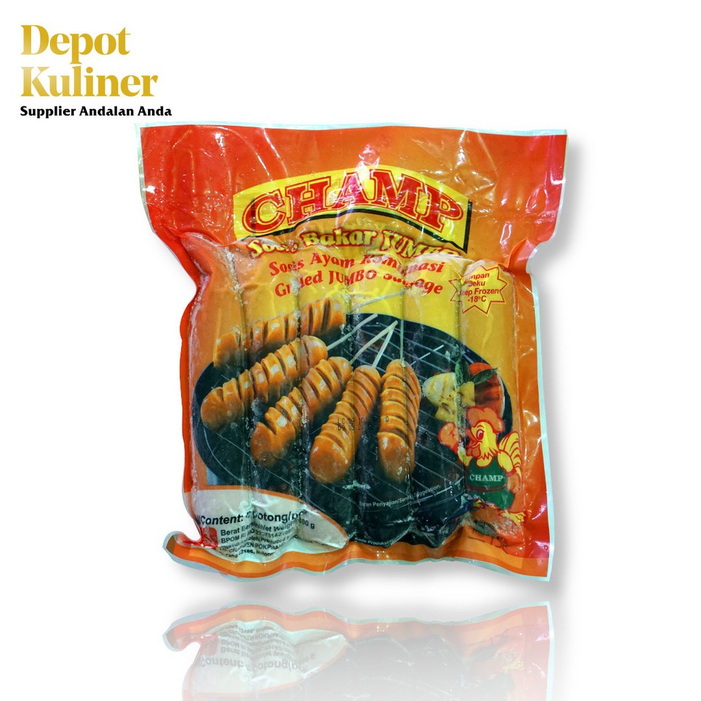 Champ Sosis Bakar Jumbo 500gr (6pcs) Sosis Ayam Chicken Sausage