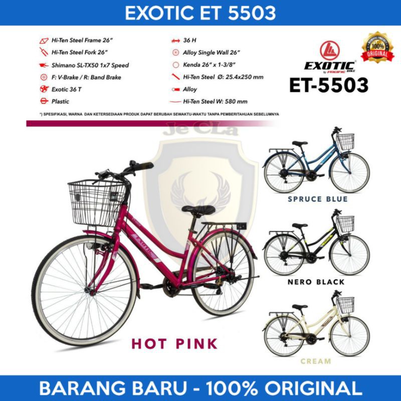 Sepeda CTB 26 Inch EXOTIC ET 5503 Steel 7 Speed Keranjang Boncengan Lampu Depan Remaja - Dewasa