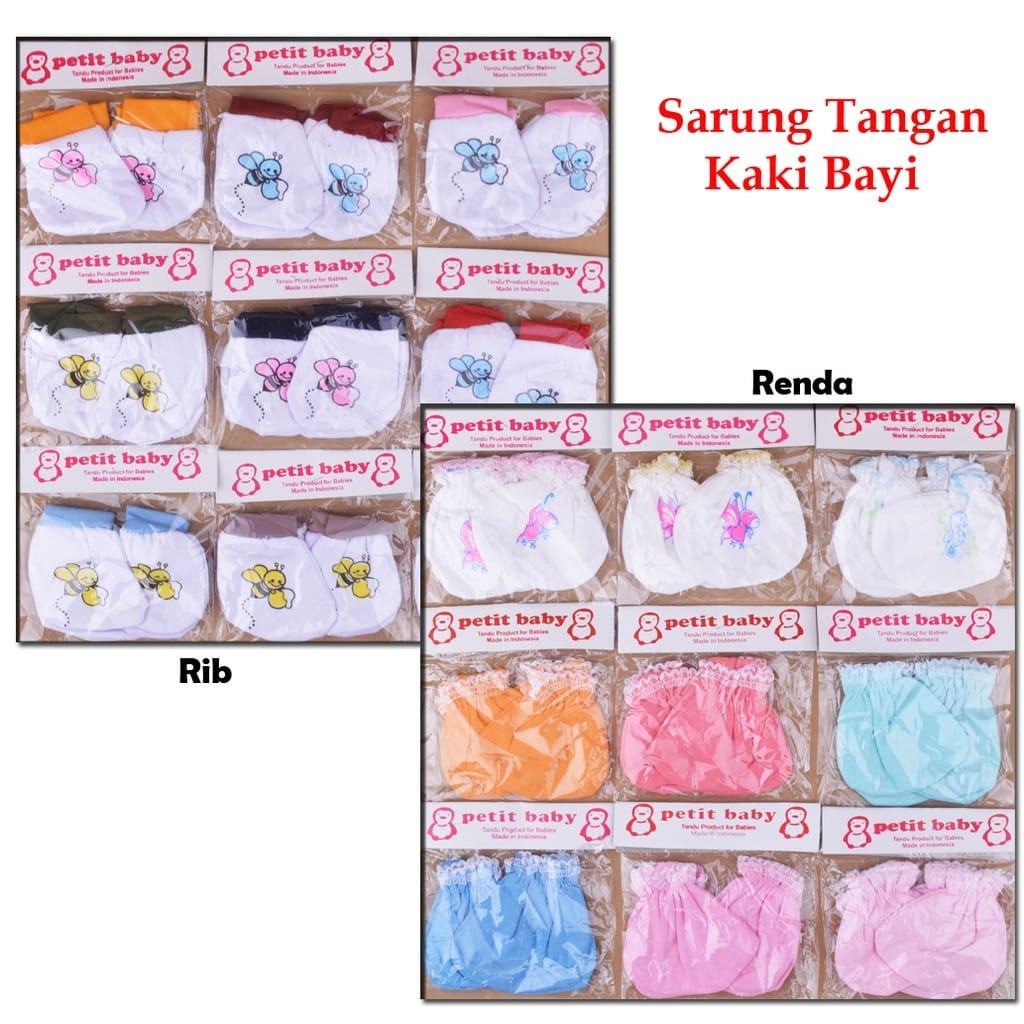 sarung Tangan Bayi Sarung Kaki Bayi Sarung Tangan Kaki Bayi Newborn Sarung Tangan Set Pasang Grosir dan ecer Murah Petite Baby