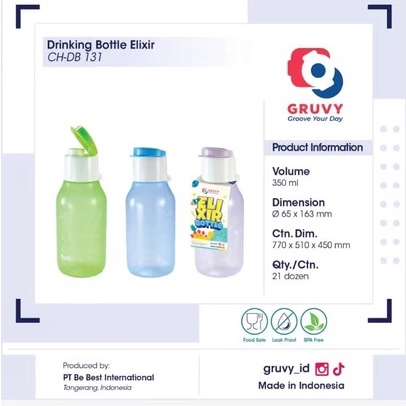 Botol Minum Sport Drinking Bottle Elixir Pitcher Tempat Air Anti Tumpah Serbaguna Botol Anak Kado Souvenir Ultah 350ml/500ml/800ml