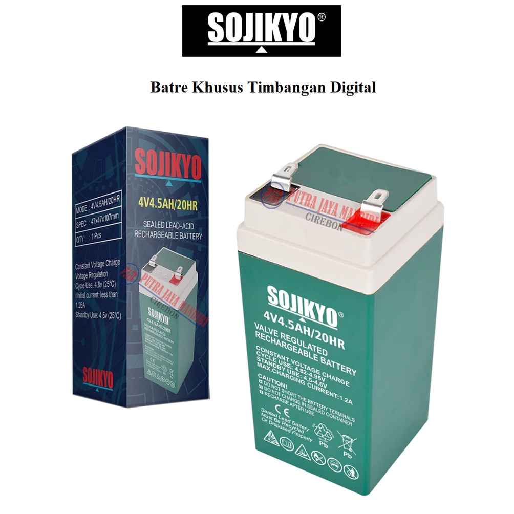 Sojikyo Batre Timbangan 4V4 5AH /  Aki Timbangan Digital SOJIKYO 4V ORI Batre Timbangan Digital Aki Kering /Sealed Lead-Acid Rechargerable Battery