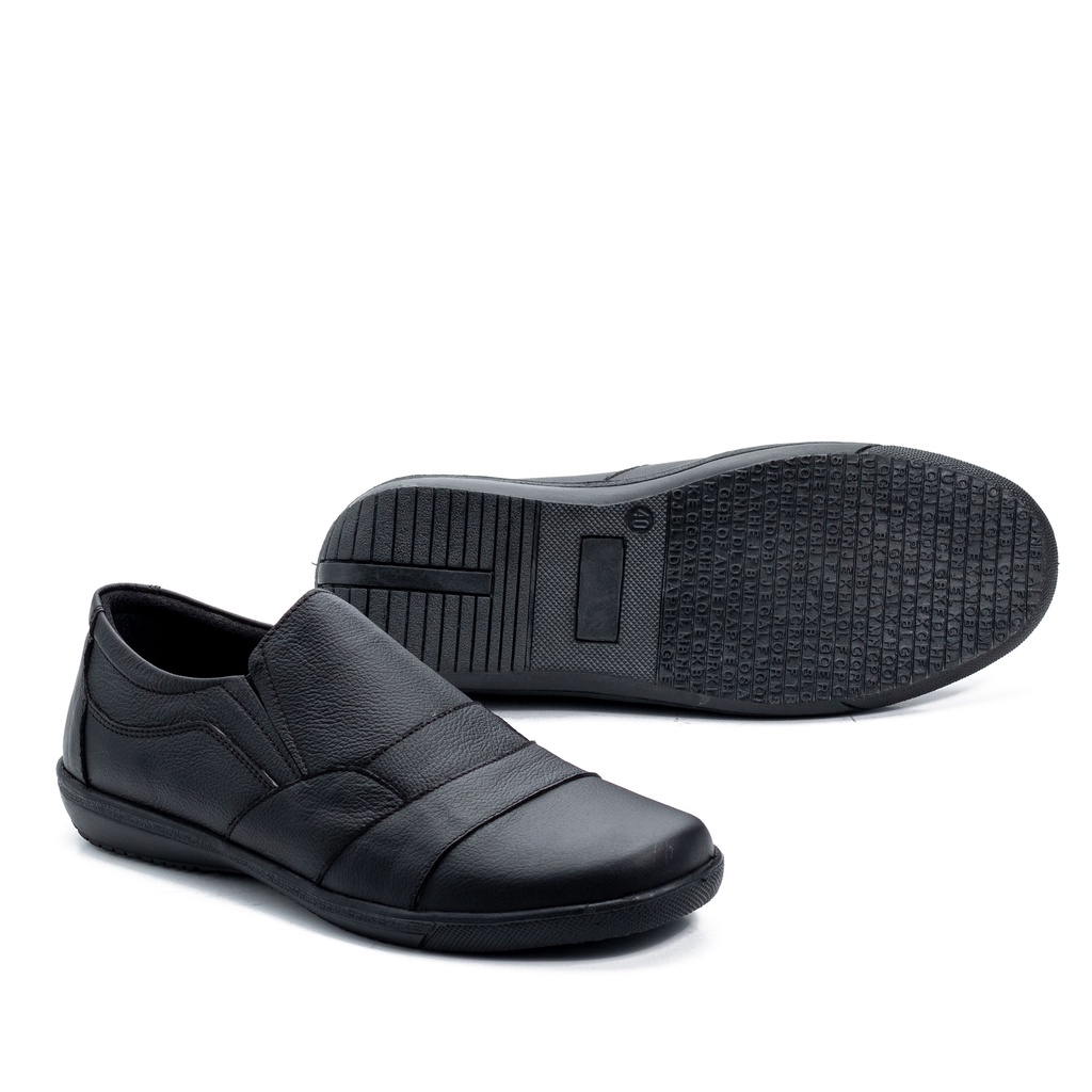 Sepatu Slip On Pria Casual Kerja Santai Bahan Kulit Sapi Asli Original Handmade M.CBR109