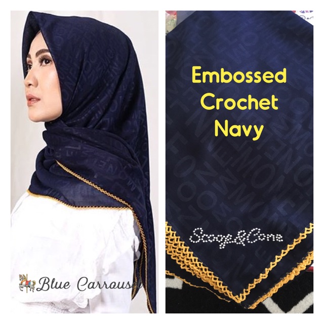 Scoop&Cone Embossed Crochet Navy