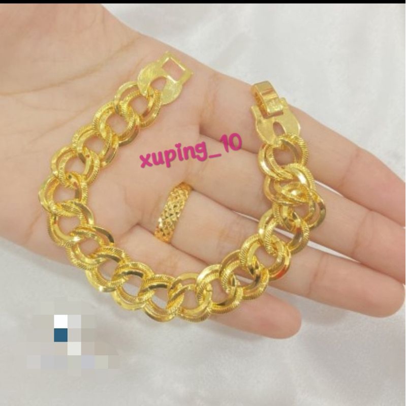 Set Gelang Cincin Sisik Naga Lapis Emas 24 Karat Aksesoris Fashion Kekinian SLE12