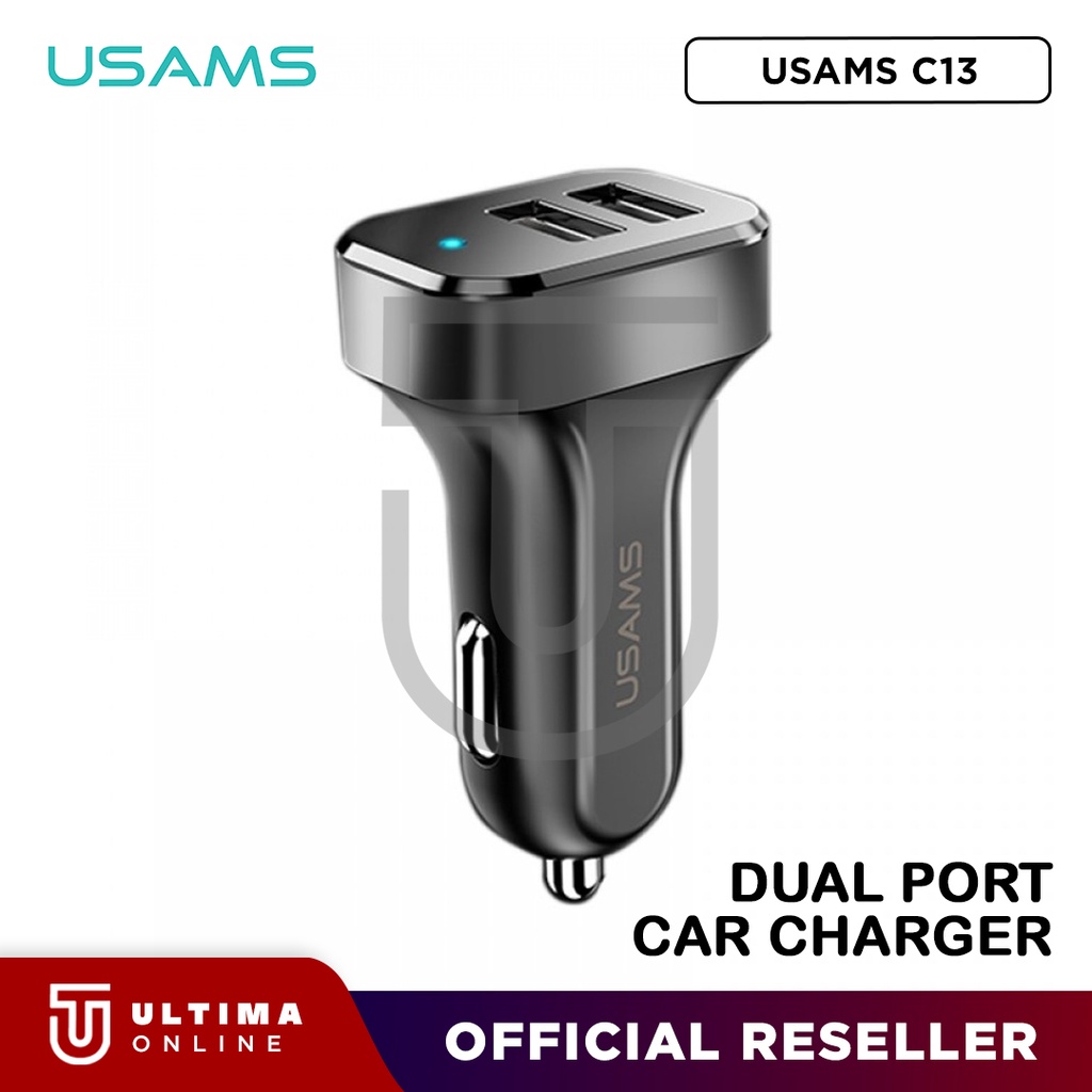 USAMS Car Charger Adaptor Dual Output C13 Casan Mobil Carger 2.1A