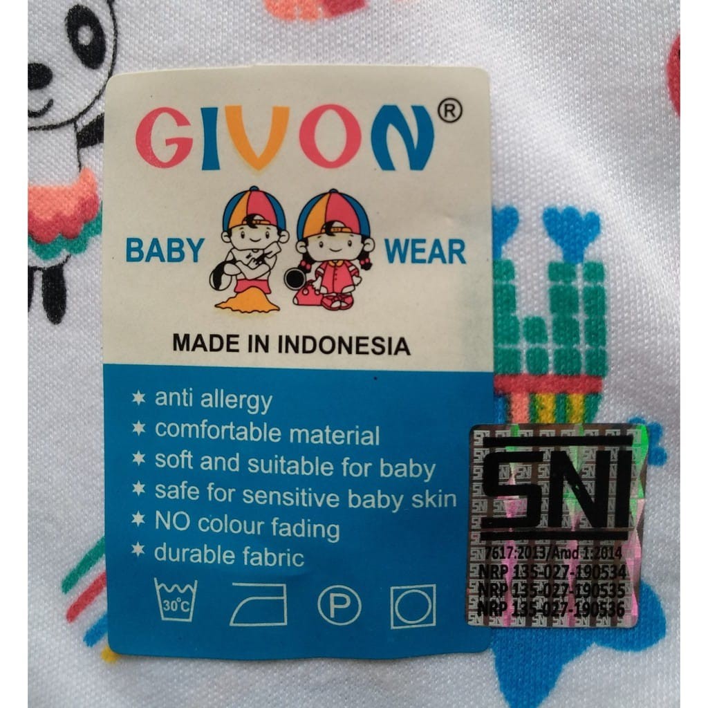 Bedong Bayi Instan Givon Topi Kuping  Resleting Bedong Baby Born Bahan Katun ber SNI Aman Untuk Bayi