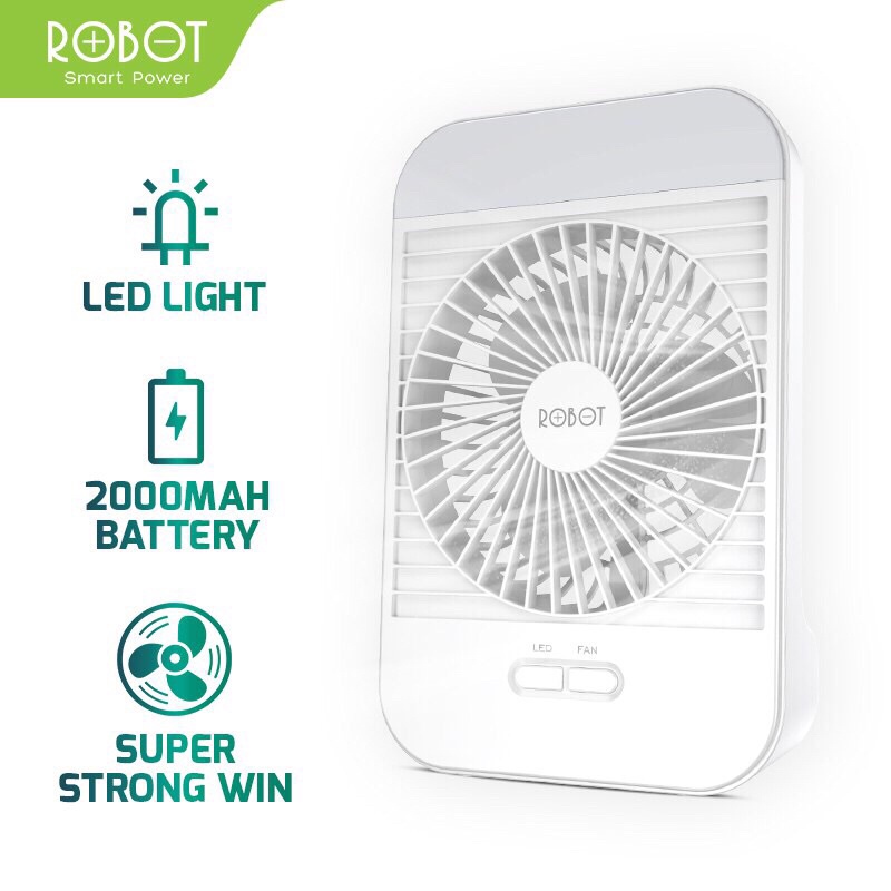 ROBOT RT-BF14 PORTABLE USB RECHARGEABLE 2000mAh LED ILLUMINATED DESKTOP FAN