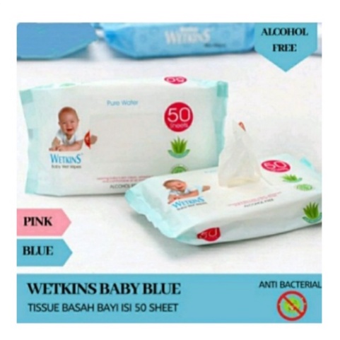 BELI 1 GRATIS 1 TISSUE BASAH BABY WETKINS TISU BASAH BAYI SUPER LEMBUT ISI 50 SHEETS