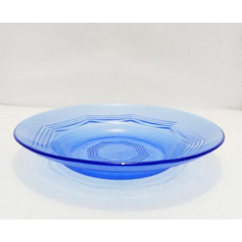 Piring kaca beling biru Motif liris 6" 15cm piring kue lepekan piring kecil kopi teh