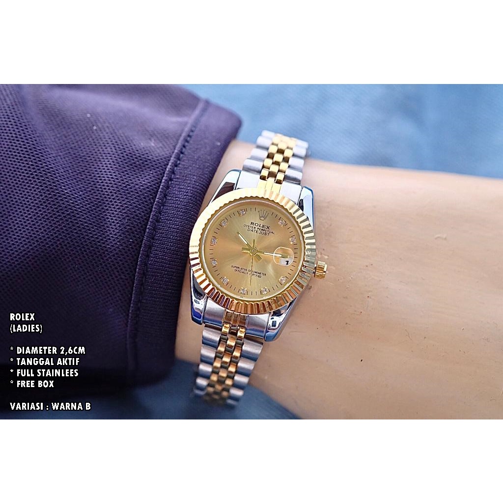 JAM TANGAN WANITA FASHION RANTAI BODY BULAT DIAMOND TANGGAL AKTIF