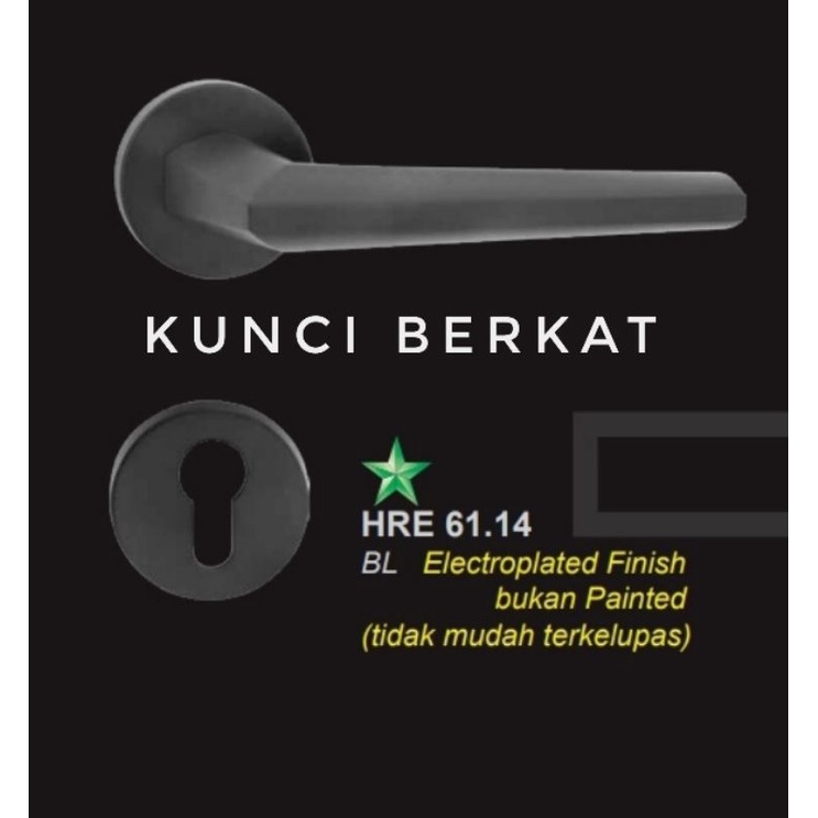 Handle Pintu Solid HRE 61.14 BL/61-14/6114/61 14/Handel solid/ Hitam/Black