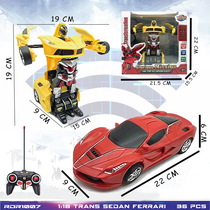 MURAH RDR1003 RDR1007 RDR1049 RC Transformer Sedan Sport Car Mainan Anak Mobil Robot Remote Control RADAR