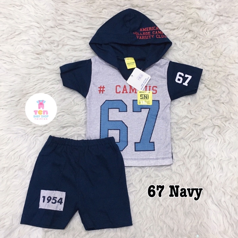 NB Stelan Bayi Laki-laki Hoodie NB New Born Baru Lahir usia 0-6 bulan Akachan AKCH08