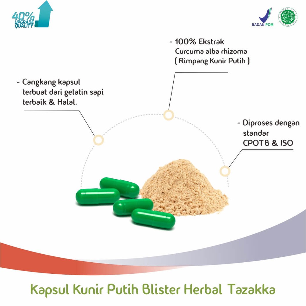 Obat Kista Ovarium Herbal Kanker Tumor Ekstrak Kunir Putih Tazakka Original 20 Kapsul Blister.