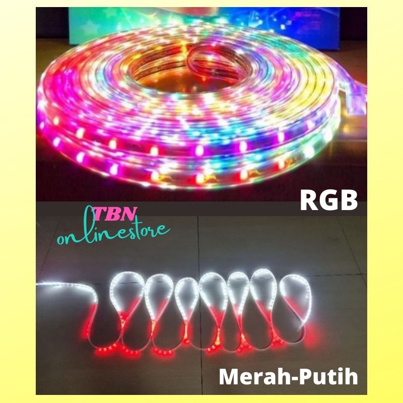 Lampu LED STRIP RGB SELANG 2835 220v OUTDOOR 3528 / Led Strip Merah Putih Outdoor Indoor Waterproof