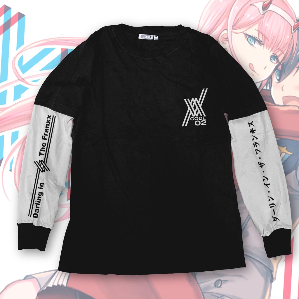 Longsleeve Zero Two Double Layer Black Anime Manga Darling In The Franxx Premium Unisex