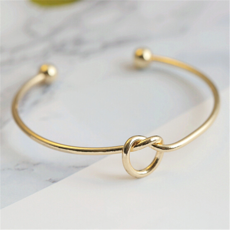 Titanium Diikat Gelang Emas 2mm Gelang Simpul Stainless Steel Halus