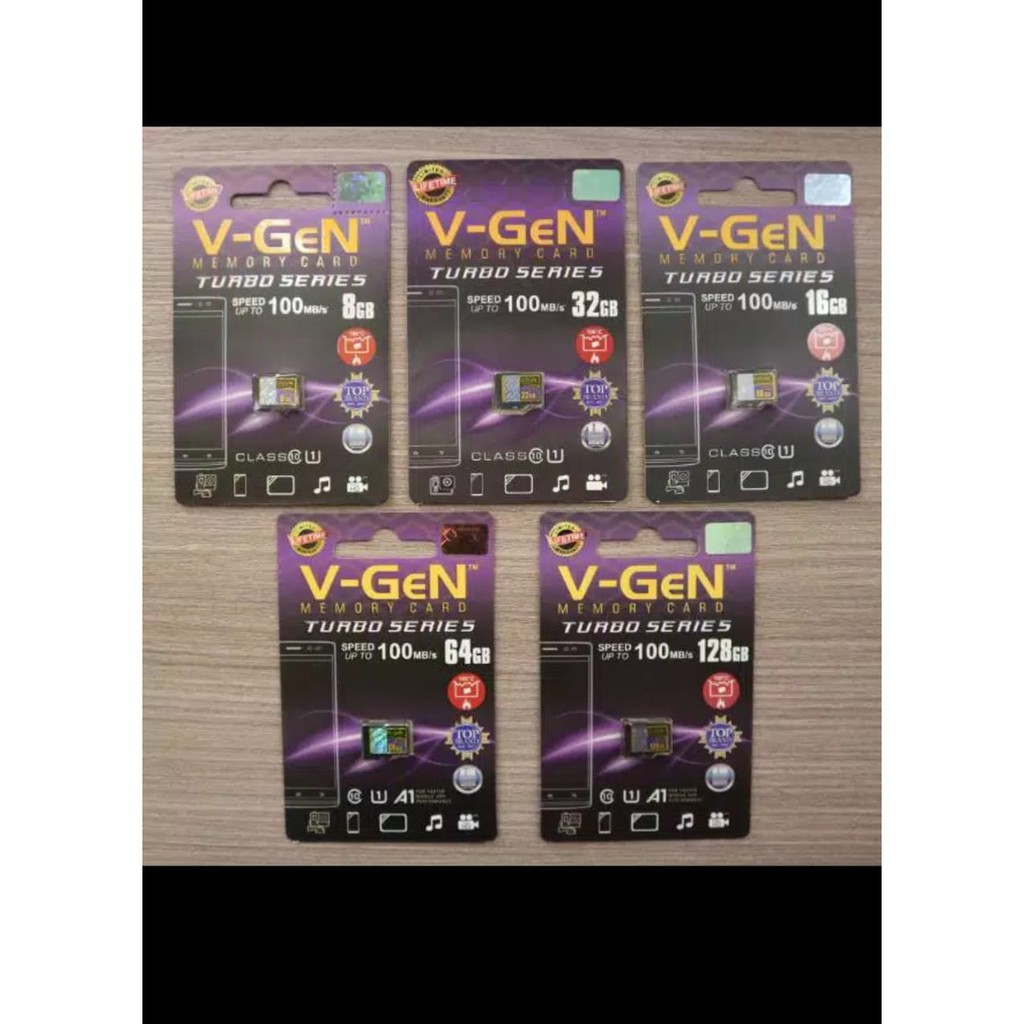 New MEMORY V-GEN MICRO SD CLASS 10 TURBO SERIES 8GB - 16G - 32GB - 64G - 128GB