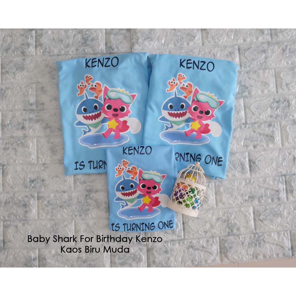 KAOS BABY SHARK FAMILY BIRTHDAY - free custom nama anak - Kaos Baby shark PinkFong - radsha cloth