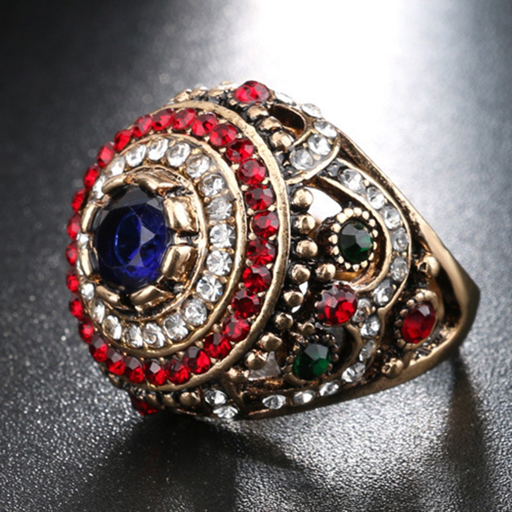 Cincin Berlian Imitasi Bentuk Bulat Warna-Warni Untuk Wanita