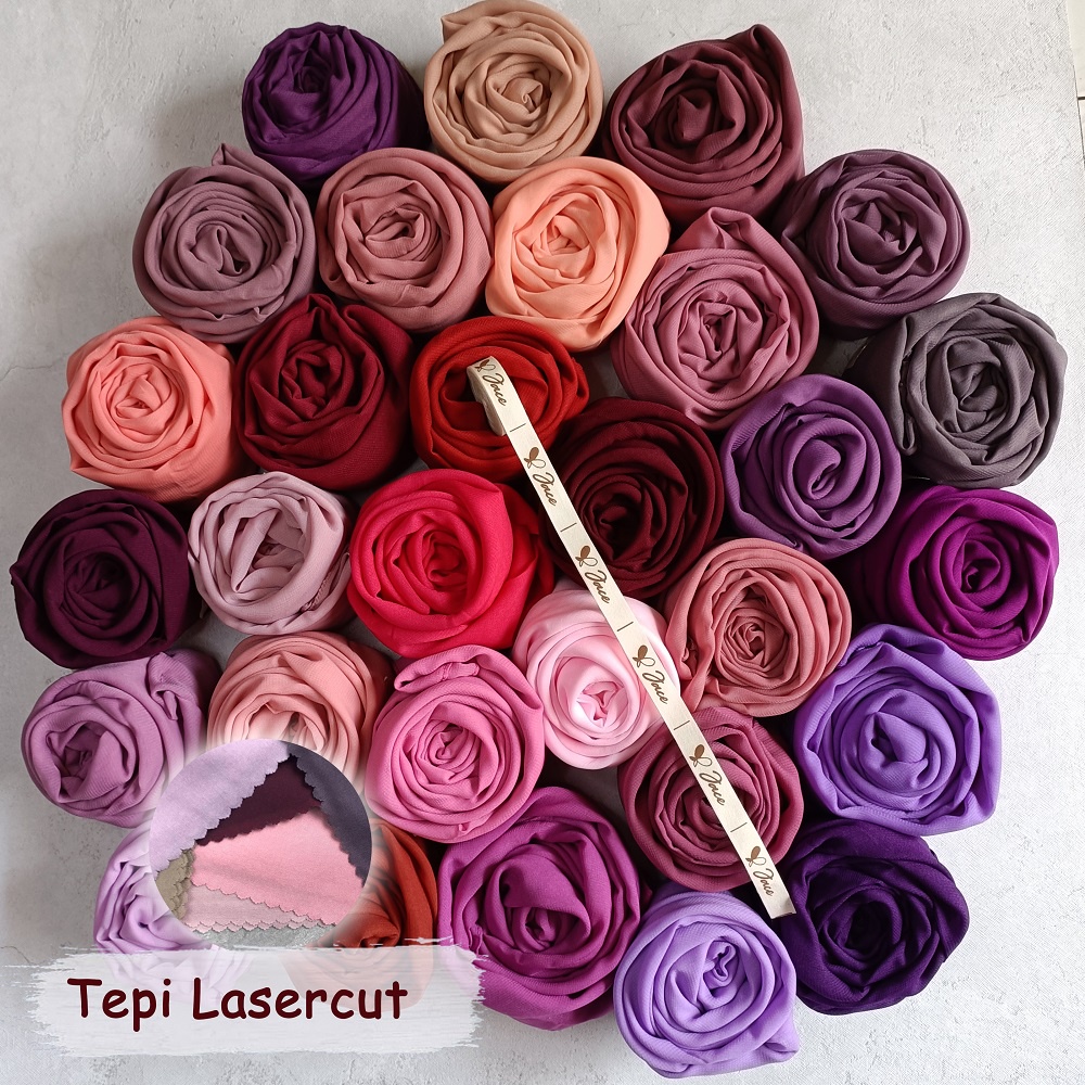 (PART 1) JACE BELLA SQUARE LASERCUT Hijab Segi Empat PolyCotton Double Hycon Premium Tepi Laser