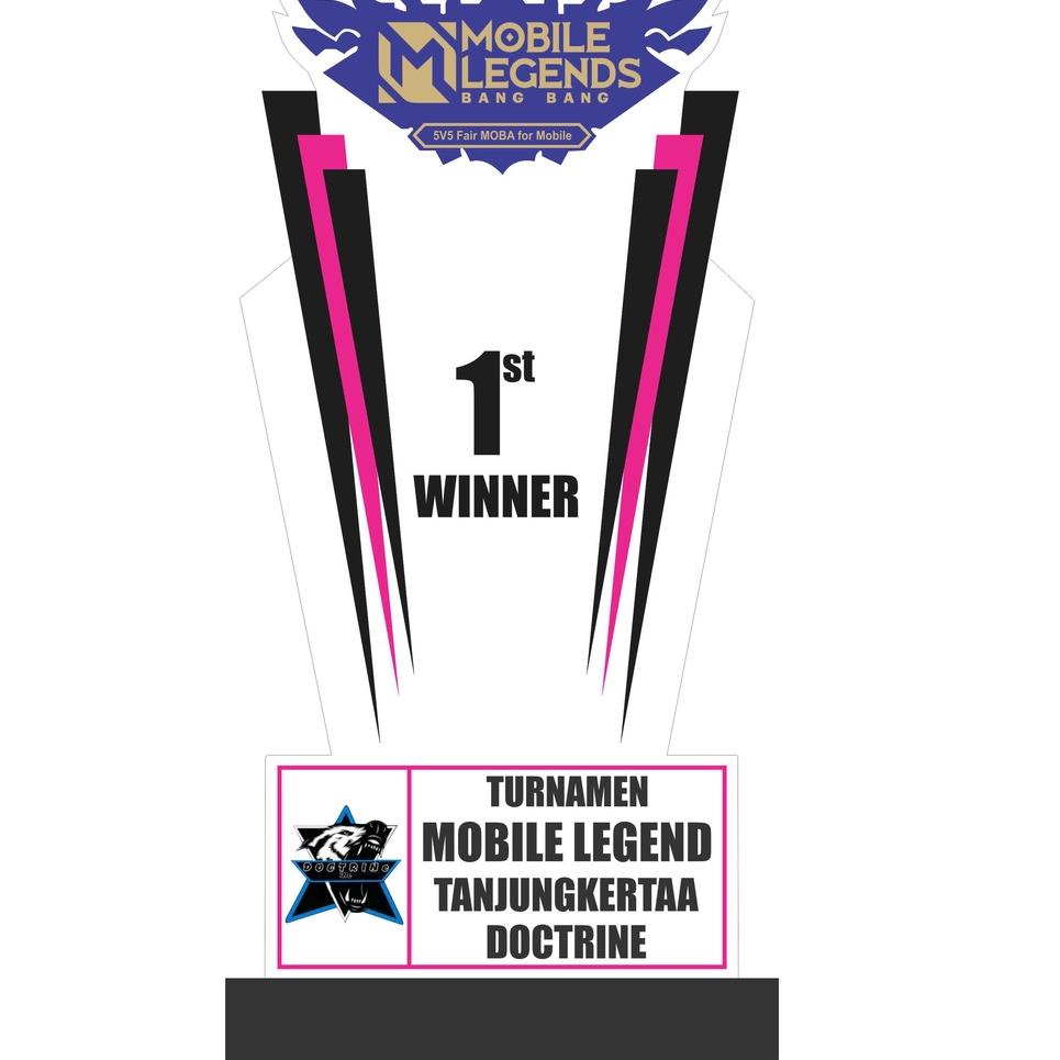 (SIAP KIRIM) Piala/ Trophy/Plakat/ Bahan Akrilik 3mm/Ukuran 30 x 15 cm/ FREE Desain Logo motif dan N