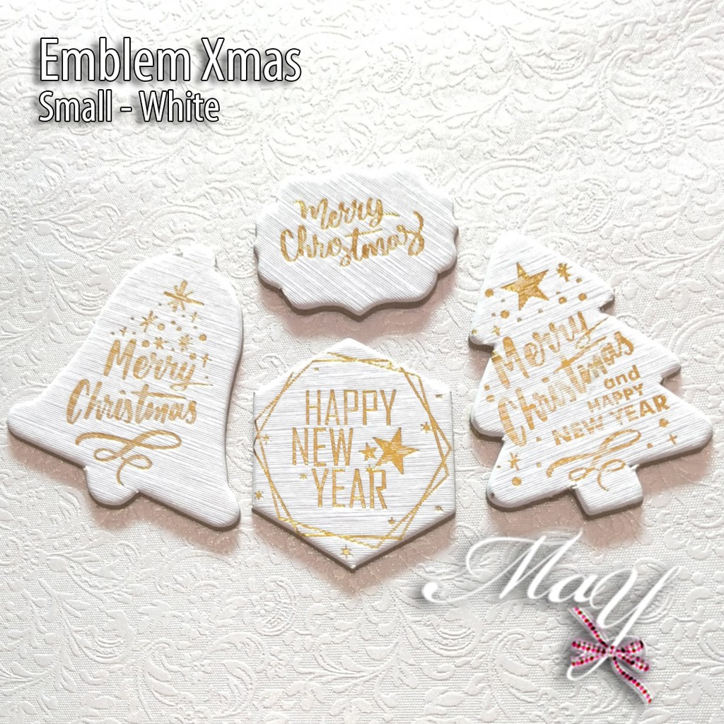 

5 pcs Emblem Hiasan Tempelan bukan stiker Natal Christmas Xmas Hantaran Hampers Gift Box Ucapan Smal