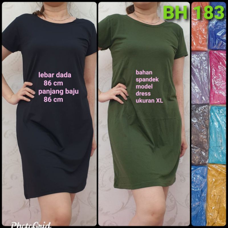 tokoabelgrosir BH183 dress tgn pdk polos spandek