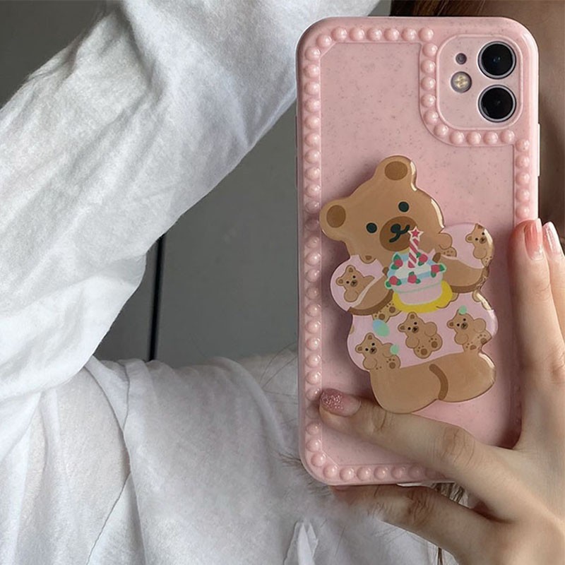 Popsocket Hp Bentuk Kartun Dinosaurus / Beruang / Kue Bahan Akrilik