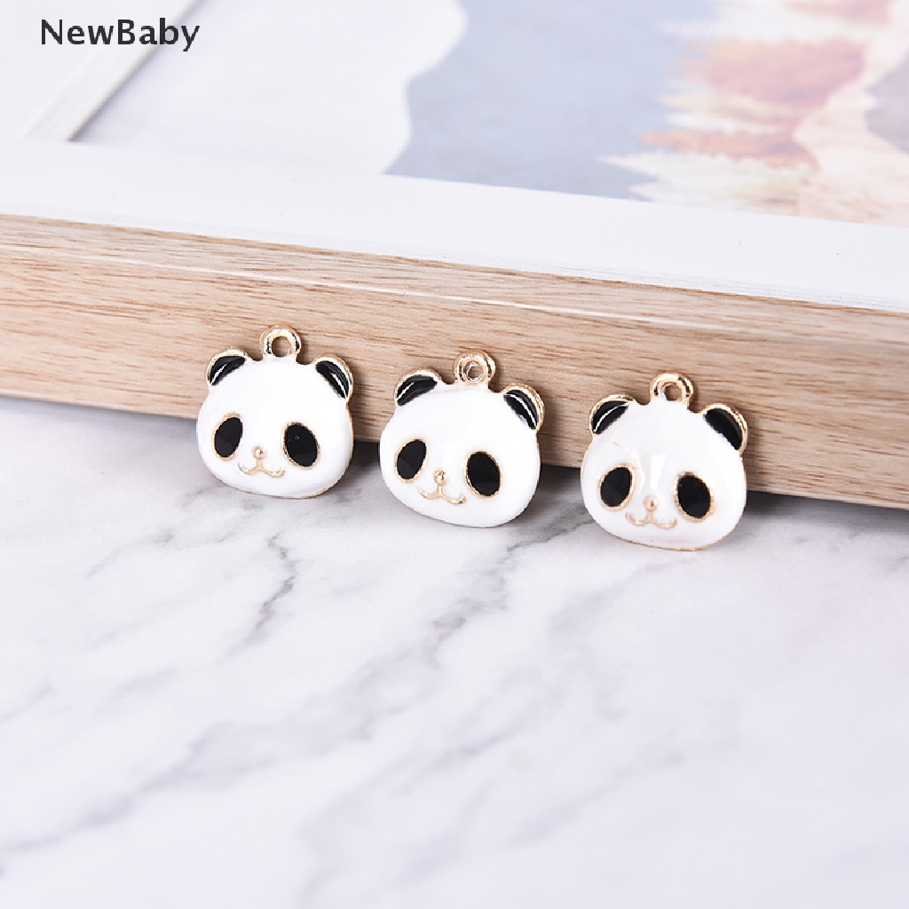 10pcs / Set Liontin Enamel Bentuk Panda Bahan Alloy Untuk DIY Perhiasan / Hadiah Charms