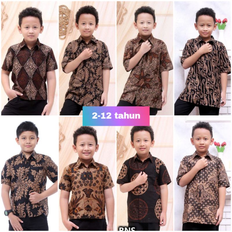 BAJU BATIK ANAK LAKI-LAKI TERMURAH..!! BISA COD DITEMPAT USIA 2-12 TAHUN  BATIK ANAK WARNA COKLAT BATIK PEKALONGAN