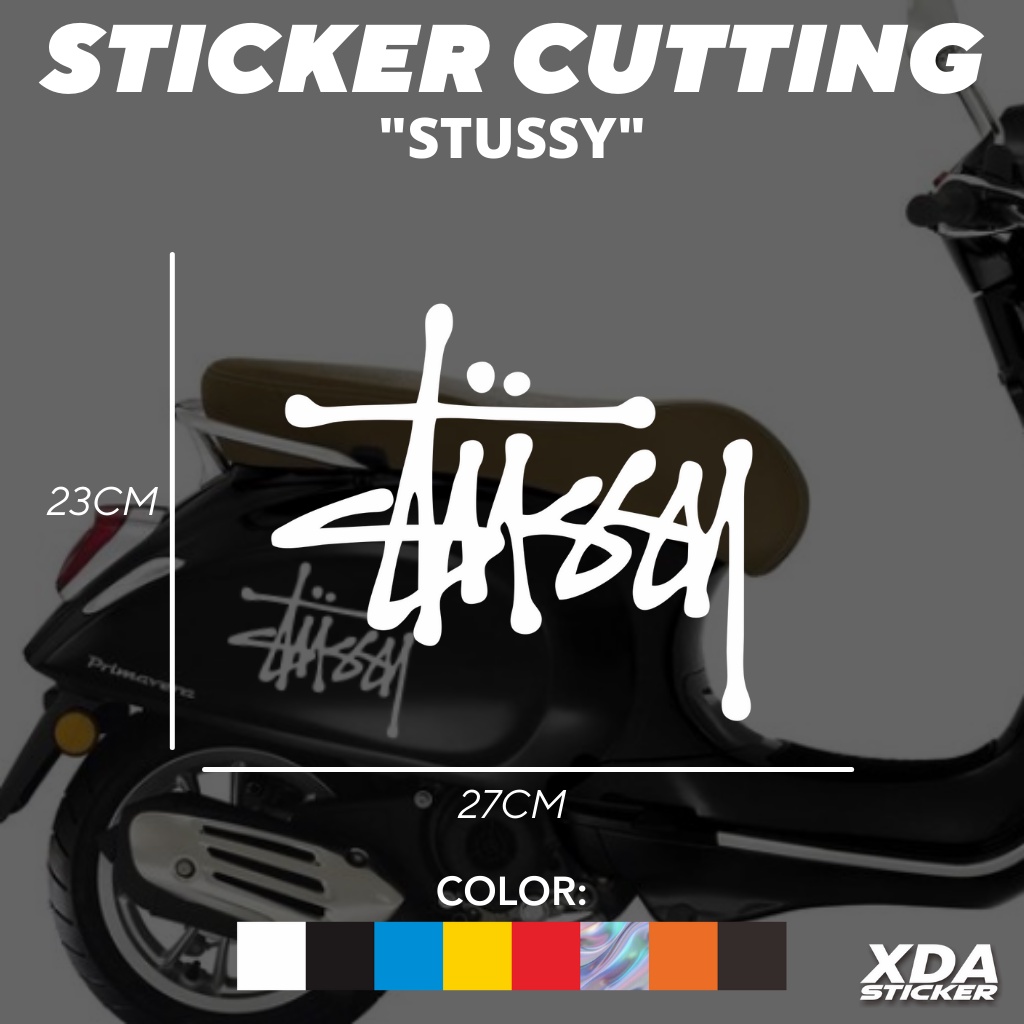 

STIKER/STICKER CUTTING STUSSY BESAR UNTUK VESPA,VESMET