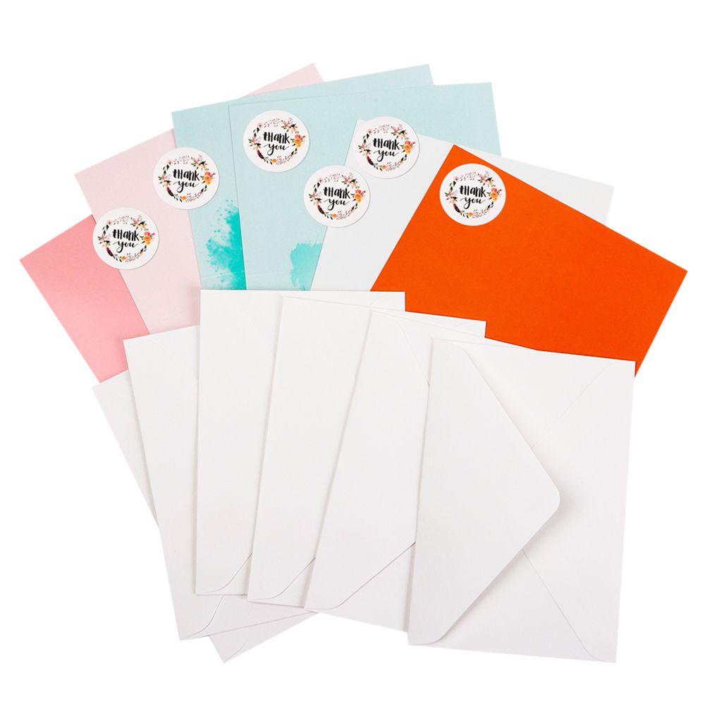 Solighter 6set Kartu Ucapan Thanks Card Gift Card Dengan Amplop Stiker Happy Birthday