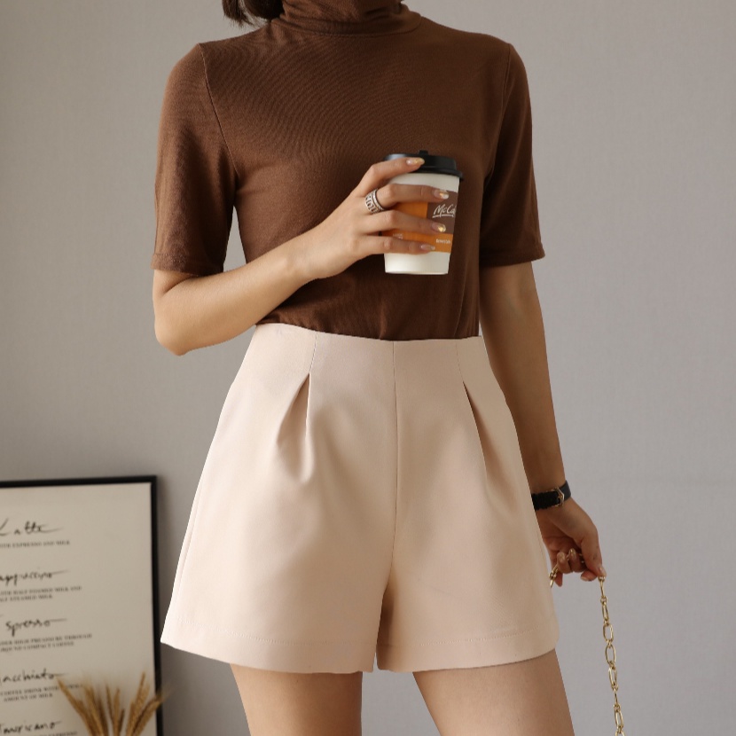 【Blossom】A-Line Chiffon Draped Suit Korean Short Pants 7278