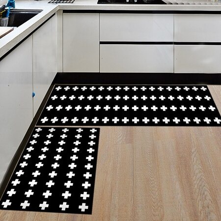 Keset Dapur Anti-slip Living Room Kitchen Balcony Rug Simple Grid 40x120cm 1 PCS - JX-D320 - 7CHZ3KBK Black