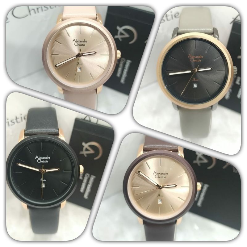 Jam tangan wanita Alexandre Christie 2954 AC2954 AC 2954, tali kulit, bergaransi resmi internasional