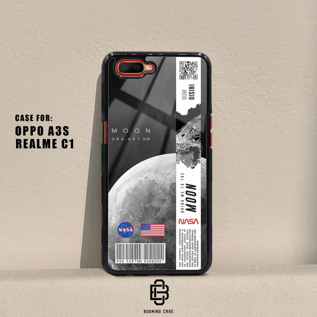 Casing Oppo A3S / REALME C1 Hardcase 2D Glossy Case Motif NASA MOON