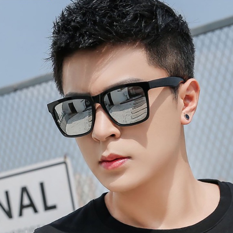 COD❤️Kacamata Hitam Pria lensa reflektif Sunglasses Retro Anti-Uv Kacamata Fashion Korea Trend