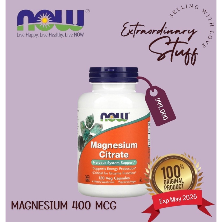 NOW FOODS MAGNESIUM CITRATE 400 MCG / NOW MAGNESIUM CITRATE / NOW MAGNESIUM 400 MCG 120 CAPS