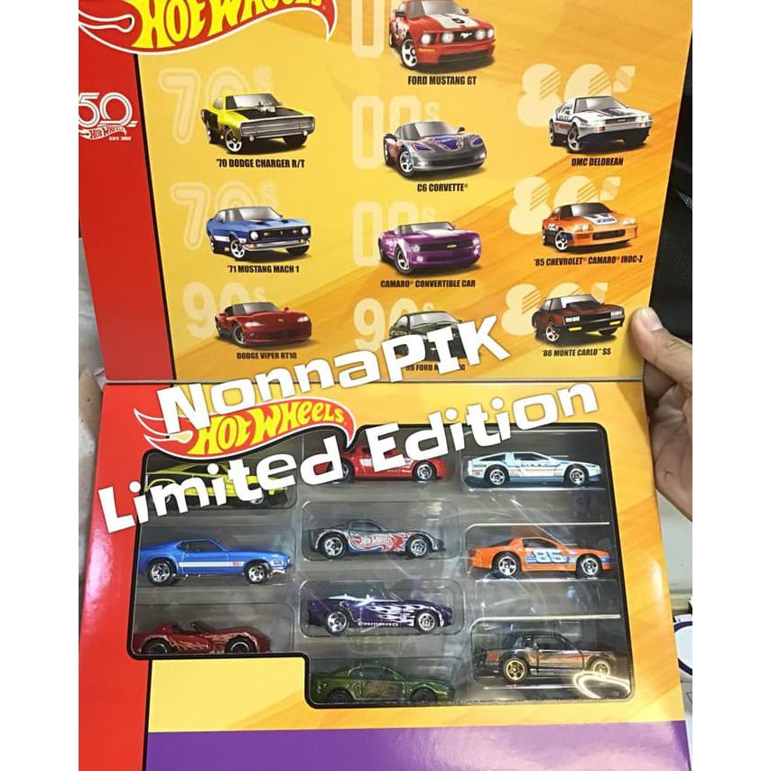 2018 Hot Wheels Throwback 10-Pack Box Set 50Th. Anniversary - Termurah 
