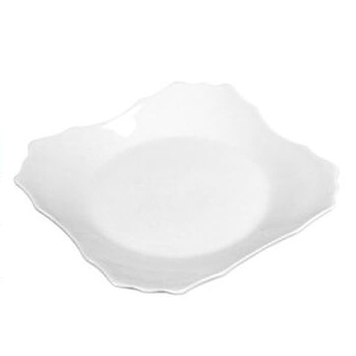 Piring Kue Segi kecil Keramik diaognal 15 cm - Putih