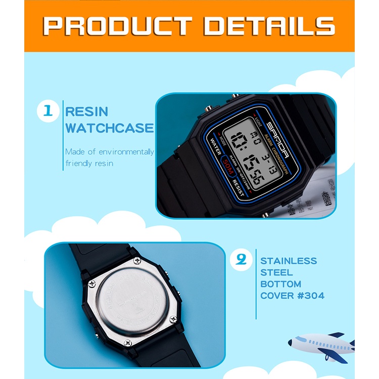 SANDA 391 Jam Tangan Wanita Digital Tali Rubber Shockproof Anti Air WATCHKITE WKOS