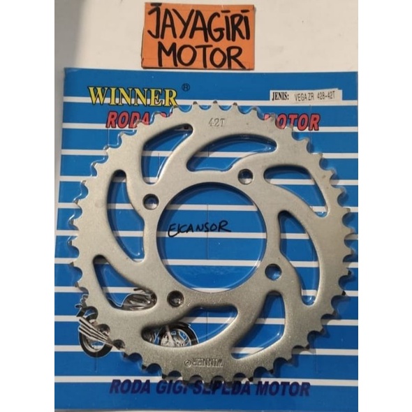 Gear Belakang Vega ZR 428 38T 39T 40T 42T 43T 45T 15T Gigi Tarik 428-39T 428-40T 428-15T 428-38T 428-42T 428-43T 428-45T Rantai Roda Chain Kit Chainkit Sprocket Gear Gearset Gir Jupiter MX Wheel Yamaha Asli Original YGP R New 38 39 40 42 43 45 15 T Mata-Winner - 42T