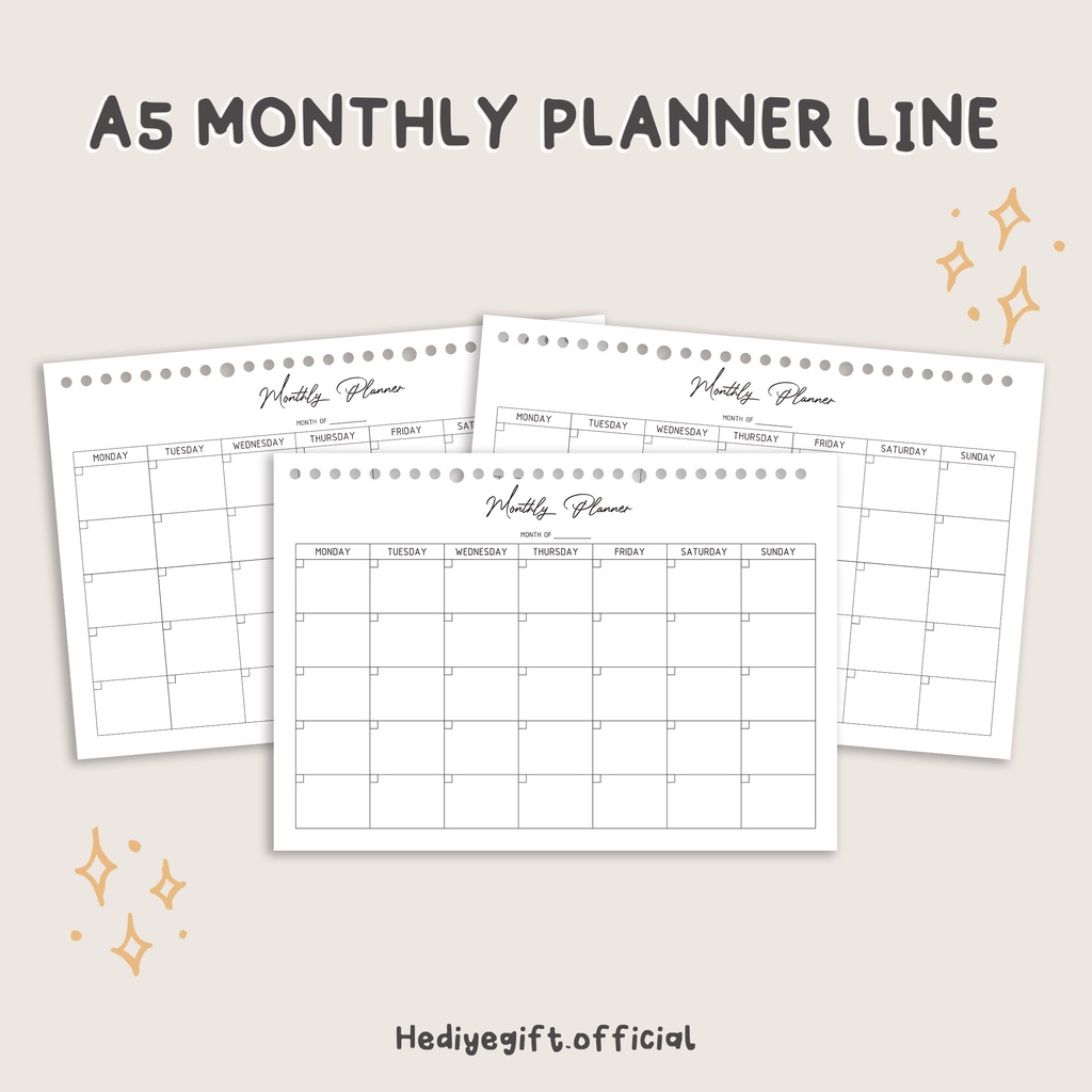 

A5 Loose Leaf I Monthly Planner Simple Line