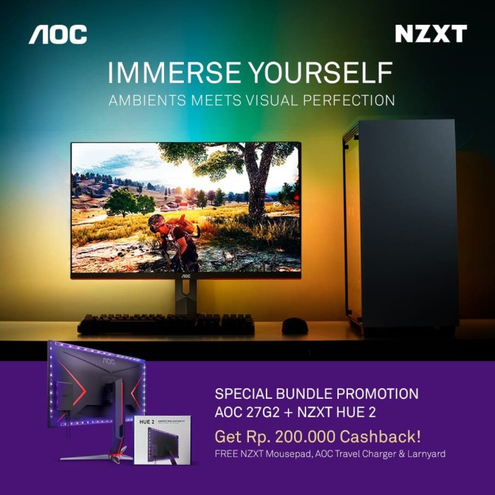 SPECIAL BUNDLE PROMOTION AOC27G2 + NZXT HUE 2